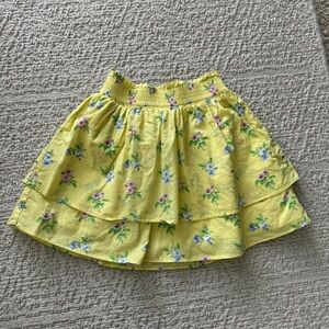 Girls Janie And Jack Yellow Skirt Ruffle Floral Size 7 Lined Pull Up